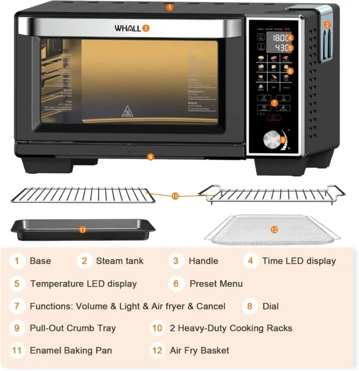 Max XL 30-Quart Smart Toaster Oven Air Fryer - 11-in-1 Countertop Oven with Steam Function