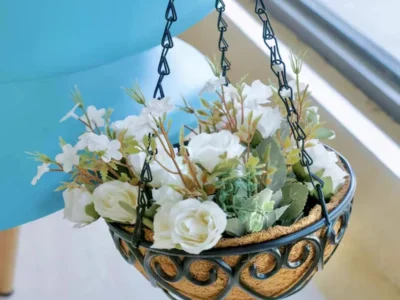 Black Garden Coconut Hanging Basket: Iron Chain Flower Pot for Plants