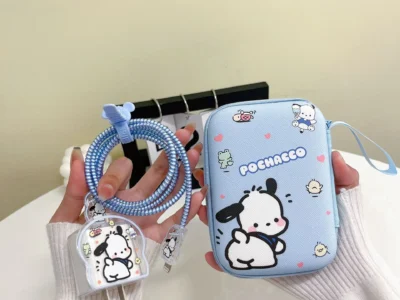 Cartoon Cable Protector for iPhone/iPad - 18W/20W Charger with Storage Bag & Organizer