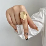 Elastic Rope Adjustable Rings - Irregular Geometric Matte Gold Chunky Jewelry for Women and Men