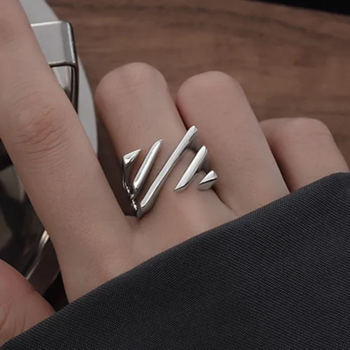 Exquisite 925 Sterling Silver Geometric Ring – Handmade Irregular Strip Design, Christmas Gift for Women