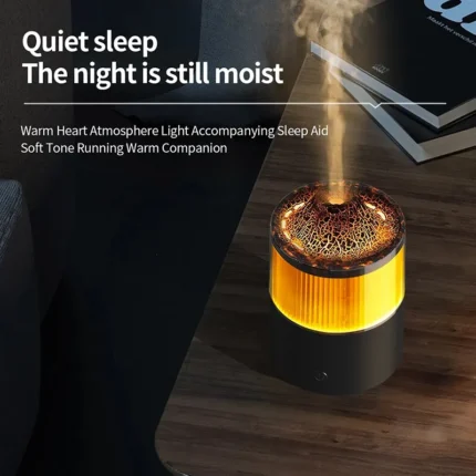 Humidifier New Cool Flame Lamp Colorful Small Mini Silent Desktop Ambient Lamp Volcano Humidifier Aromatherapy Machine