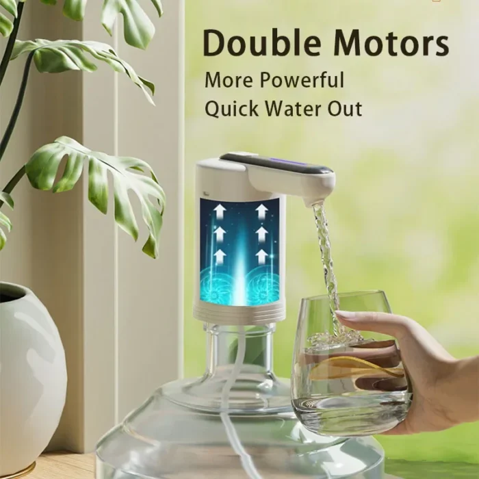 Double Pump Automatic Water Dispenser - Portable USB Charging Gallon Bottle Switch Pump for Home, Kitchen, and Office