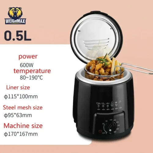 Upgraded Small Electric Fryer – Multi-Function Household & Commercial Fryer