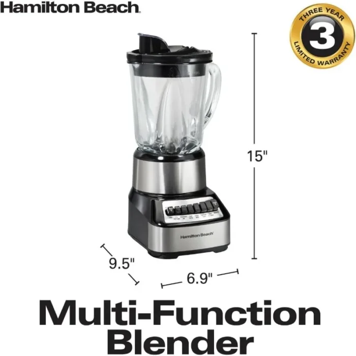 Crusher Blender for Shakes and Smoothies - 40 Oz Glass Jar, 14 Functions, Ice Sabre Blades, 700 Watts