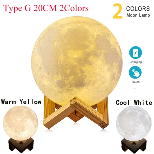 T30 Levitating Moon Lamp, 3D Printing LED Night Light, Magnetic Floating, 3 Colors
