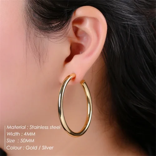 Chic Stackable C-Shape Hoop Earrings – Trendy Stainless Steel Jewelry for Women