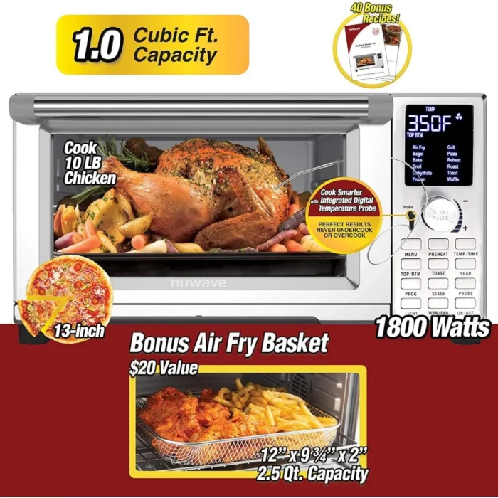 30QT Large Capacity Toaster Oven Air Fryer Combo - Fits Whole Chicken and 13" Pizza, Multi-Layer Cooking