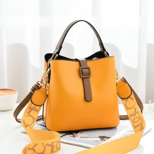 Women's Bucket Bag | Wide Shoulder Strap Handbag for Crossbody and Single Shoulder Use - Image 2