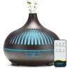 500ML Wood Grain Aromatherapy Diffuser - Ultrasonic Humidifier with Remote Control and 7-Color LED Lights