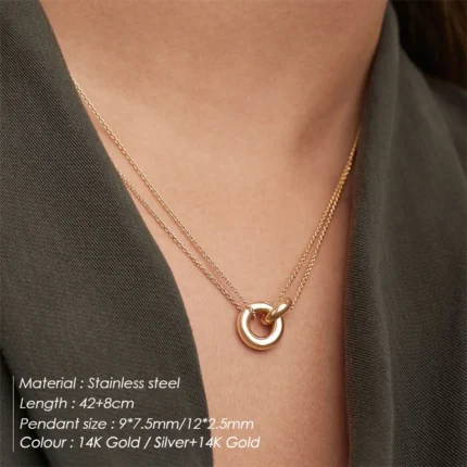 316L Stainless Steel Two-Color Pendant Necklaces - Trendy Choker Jewelry for Women