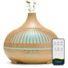 500ML Wood Grain Aromatherapy Diffuser - Ultrasonic Humidifier with Remote Control and 7-Color LED Lights