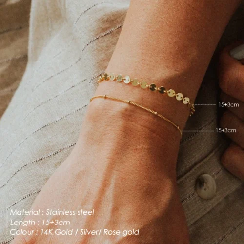 Elegant Three Layered Chain Bracelet – 316L Gold-Plated Stainless Steel