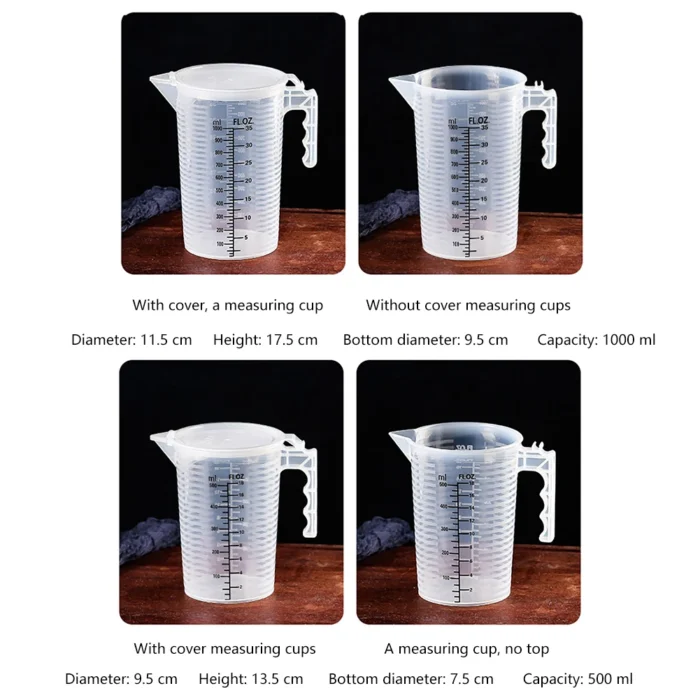 Thickening Plastic Measuring Cup - Food Grade, Transparent, Graduated Cups in 500/1000/2000/5000ml for Kitchen and Experiments