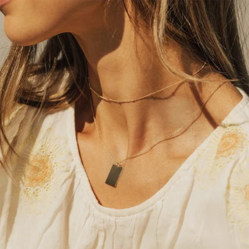 Multilayer Gold Stainless Steel Necklace – Stunning Square Pendant Chain for Women