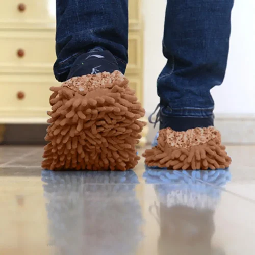 Chenille Mop Slipper Shoe Covers – Washable & Reusable, Floor Cleaning Solution for Dust & Pet Hair