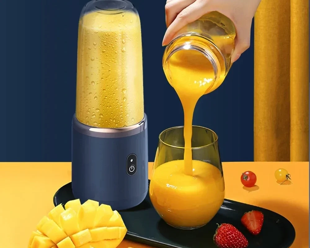 Portable USB Rechargeable Blender for Shakes and Smoothies - 6-Blade Personal Juicer Cup with One-Touch Operation