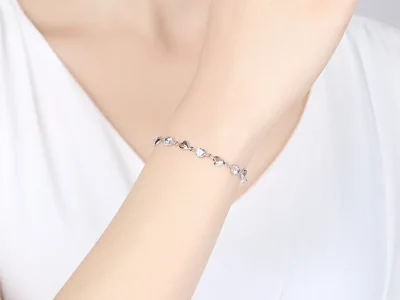 925 Sterling Silver Zircon Heart Bracelets - Crystal Jewelry for Women, Valentine's Day Gift, Wedding Party