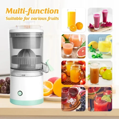 Portable Wireless Electric Juicer – USB Rechargeable Orange and Lemon Squeezer, Slow Juicer for Kitchen Use