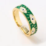 Fashion Aesthetic Evil Eye Blue Finger Rings for Women - Oil Dripping Stainless Steel Adjustable Rings