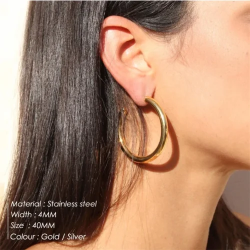 Chic Stackable C-Shape Hoop Earrings – Trendy Stainless Steel Jewelry for Women