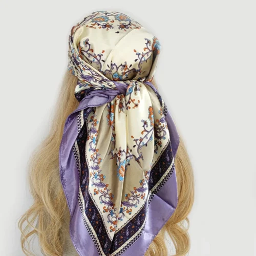 Luxury Square Silk Scarf for Women – Elegant Four-Season Headband