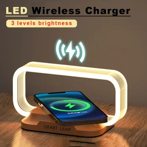 LED Night Light Wireless Charger Stand, Fast Charging Dock, Table Lamp, Phone Holder for iPhone, Samsung, Xiaomi