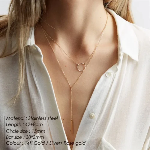 Stunning Layered Pendant Necklace for Women – 316L Stainless Steel, Non-Tarnish Choker
