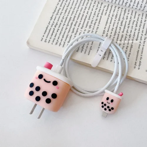 4 PCS Adorable Cartoon Cable Protectors for iPhone/iPad 18W/20W Chargers | Durable Data Line Covers