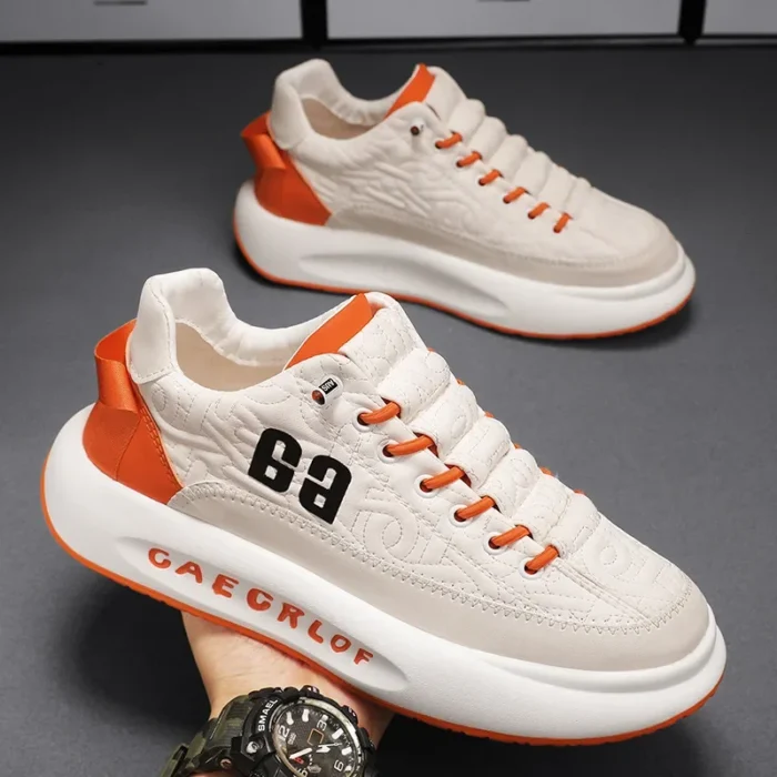 Men's Vulcanized Sneakers - PU Slip-On Tennis Sports Shoes, Mix Color Skateboarding and Walking Shoes