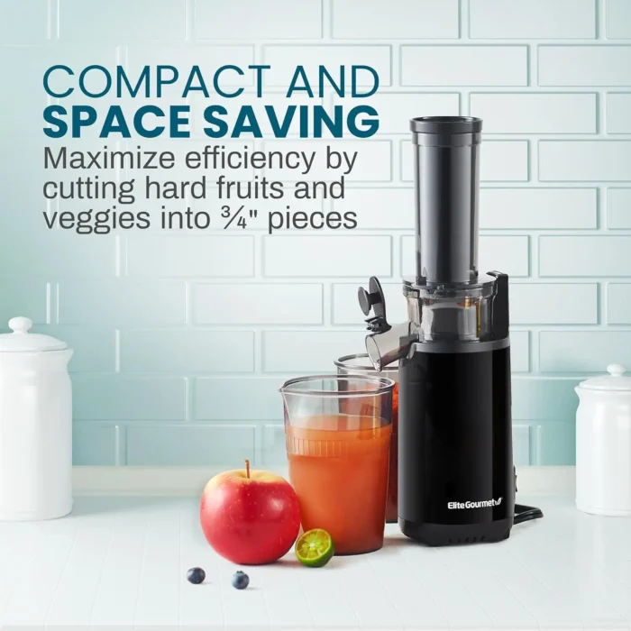 Compact Space-Saving Masticating Slow Juicer - Cold Press Juice Extractor, Nutrient and Vitamin Dense