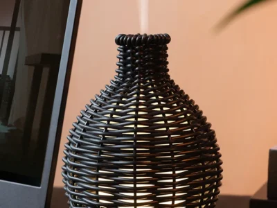 80ml Black Rattan Aroma Diffuser with USB - High Quality for Home & Office