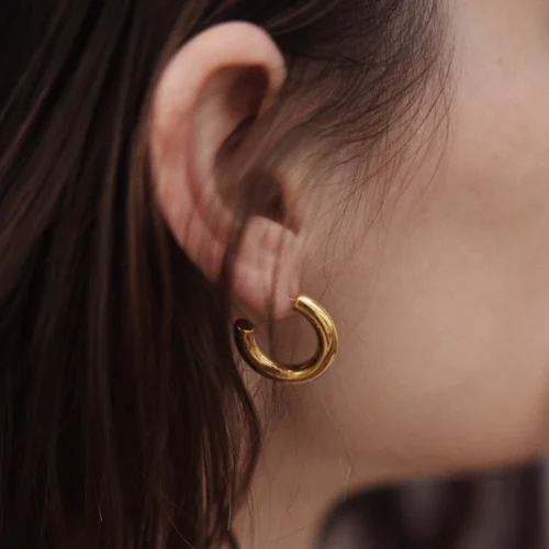 Chic Stackable C-Shape Hoop Earrings – Trendy Stainless Steel Jewelry for Women