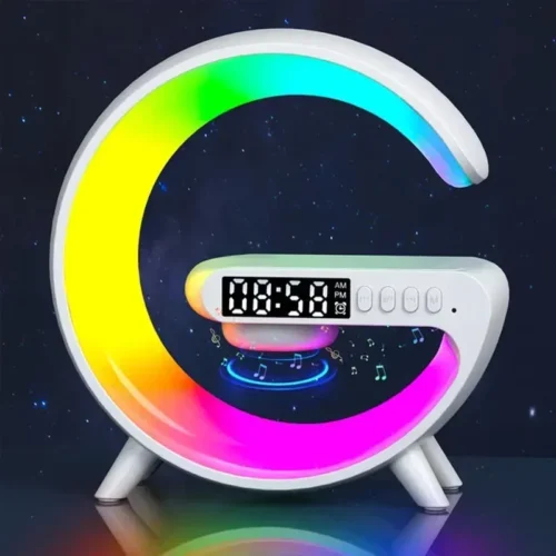 Multifunction Wireless Charger Pad, 15W Fast Charging Station with Speaker and RGB Night Light