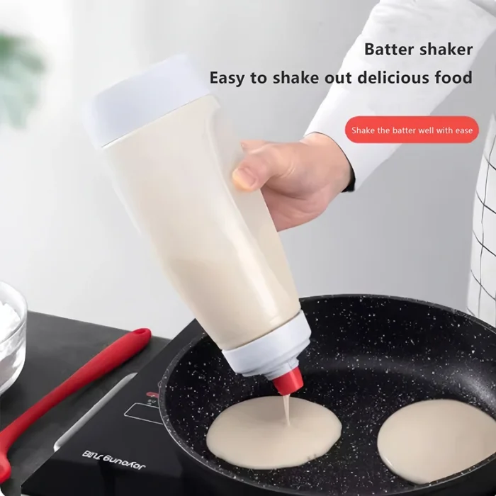 Pancake Batter Mixer Bottle with Blender Ball Wire Whisk - Perfect for Baking Pancakes, Cupcakes, Muffins, Crepes, and More