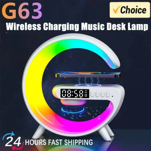 Multifunction Wireless Charger Pad, 15W Fast Charging Station with Speaker and RGB Night Light