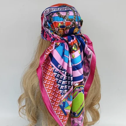 Luxury Square Silk Scarf for Women - Fashion Beach Head Wrap