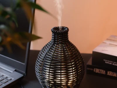 80ml Black Rattan Aroma Diffuser with USB - High Quality for Home & Office