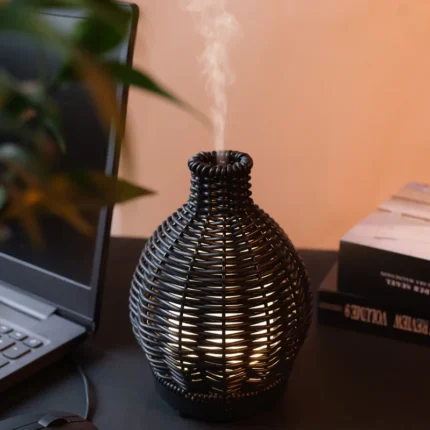 80ml Black Rattan Aroma Diffuser with USB - High Quality for Home & Office