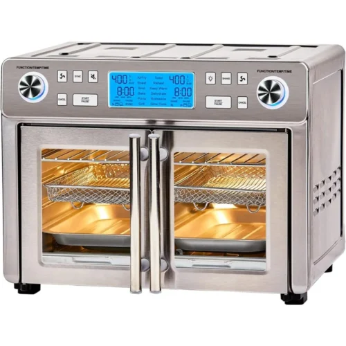 Double Zone Air Fryer Oven Combo – French Doors, 25QT Capacity, QuickSync Technology