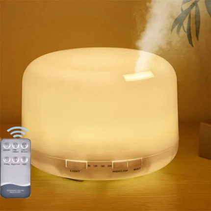 500ml Ultrasonic Humidifier & Essential Oil Diffuser - Remote Control with LED Lights