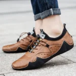 Men's Leather Casual Sneakers - New Fashion Waterproof Driving Shoes, Luxury Dress Loafers Footwear