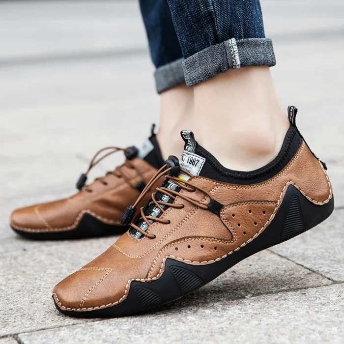 Men's Leather Casual Sneakers - New Fashion Waterproof Driving Shoes, Luxury Dress Loafers Footwear