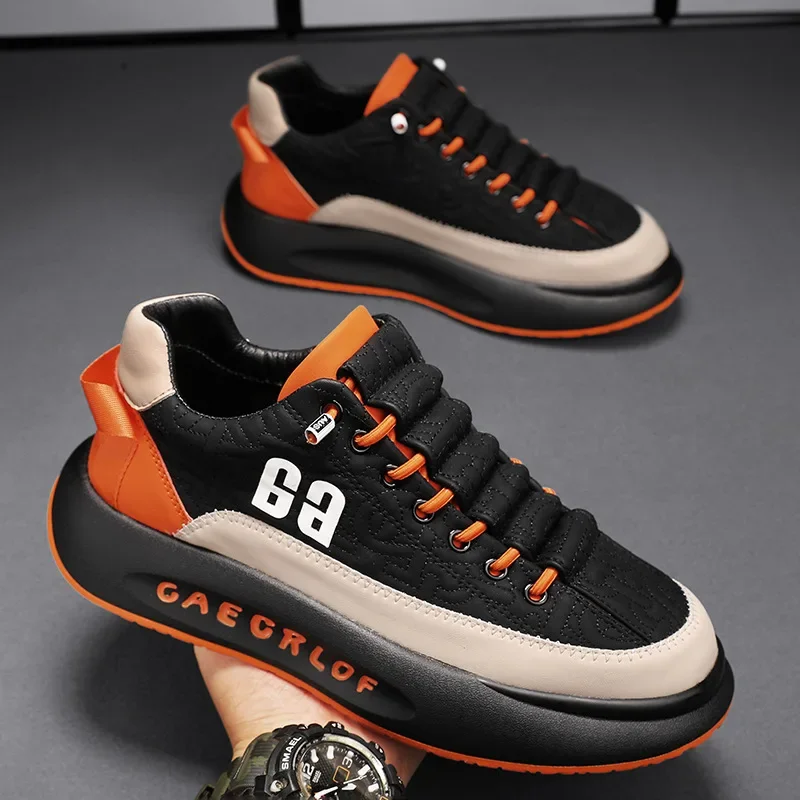 Men's Vulcanized Sneakers - PU Slip-On Tennis Sports Shoes, Mix Color Skateboarding and Walking Shoes