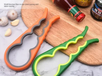 Two-Color Multifunctional 4-in-1 Bottle Opener - Non-Slip, Labor-Saving Can and Bottle Cap Opener