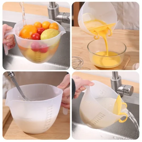 1L Baking Whisk Measuring Cup – Large Capacity Plastic Mixing Bowl with Scale