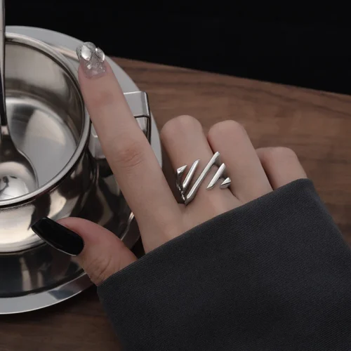 Exquisite 925 Sterling Silver Geometric Ring – Handmade Irregular Strip Design, Christmas Gift for Women - Image 15