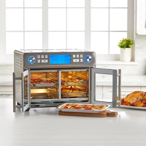 Double Zone Air Fryer Oven Combo – French Doors, 25QT Capacity, QuickSync Technology