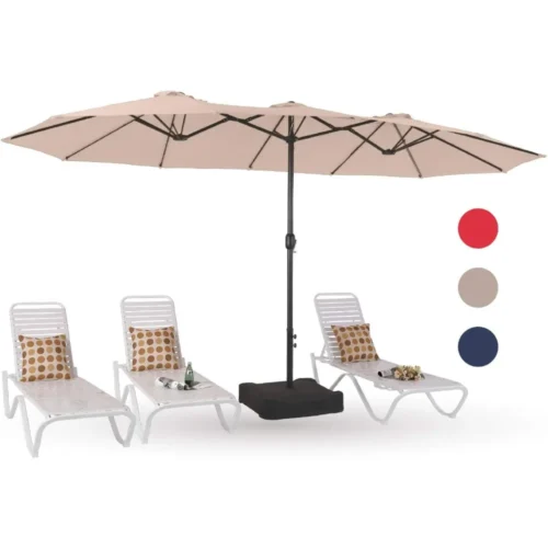 Patio Umbrella with Base: 15ft Double-Sided Patio Umbrella with Base
