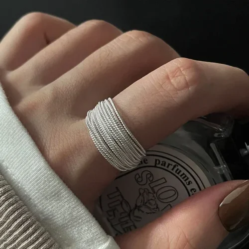 Exquisite 925 Sterling Silver Geometric Ring – Handmade Irregular Strip Design, Christmas Gift for Women